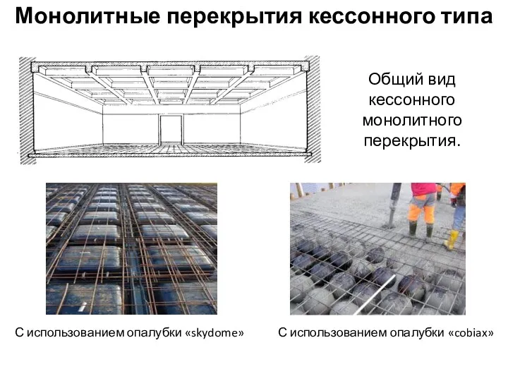 Монолитные перекрытия кессонного типа Общий вид кессонного монолитного перекрытия. С