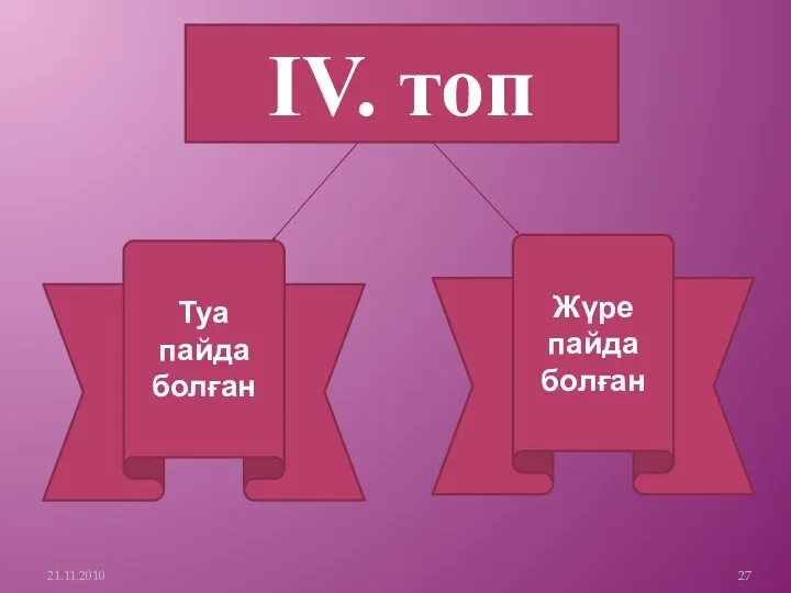 21.11.2010 Туа пайда болған Жүре пайда болған IV. топ