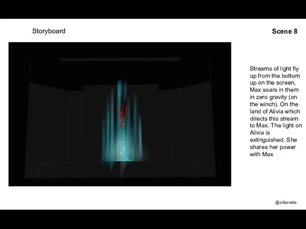 Storyboard Streams of light fly up from the bottom up