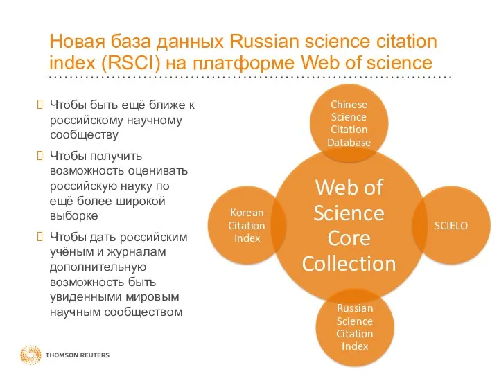 Новая база данных Russian science citation index (RSCI) на платформе