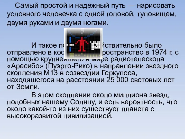 И такое послание действительно было отправлено в космическое пространство в