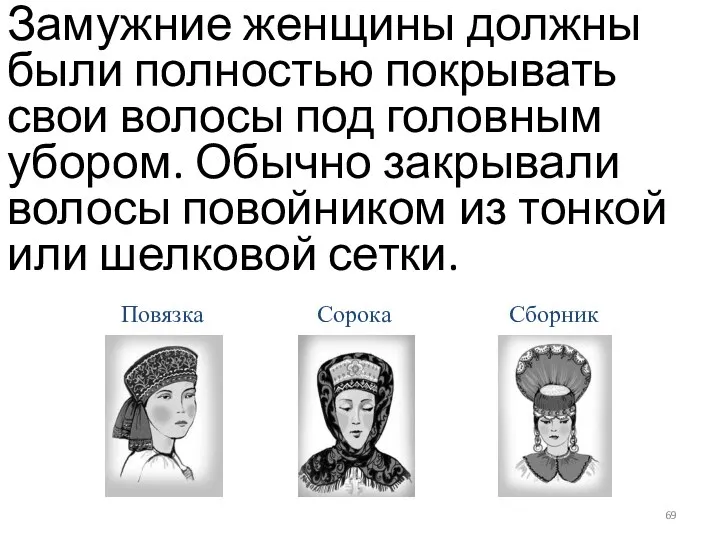 Замужние женщины должны были полностью покрывать свои волосы под головным