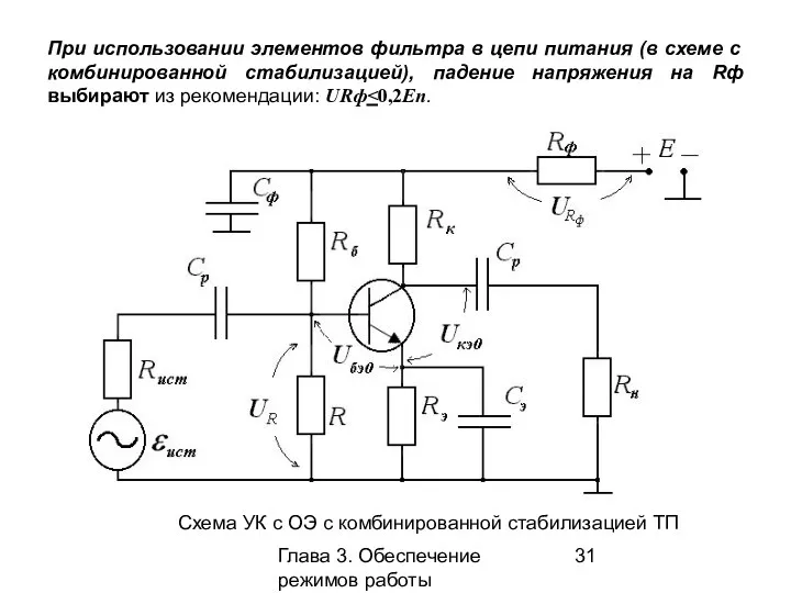Глава 3. Обеспечение режимов работы усилительных каскадов При использовании элементов