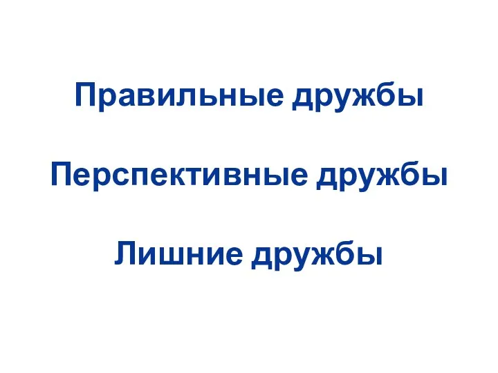 Правильные дружбы Перспективные дружбы Лишние дружбы