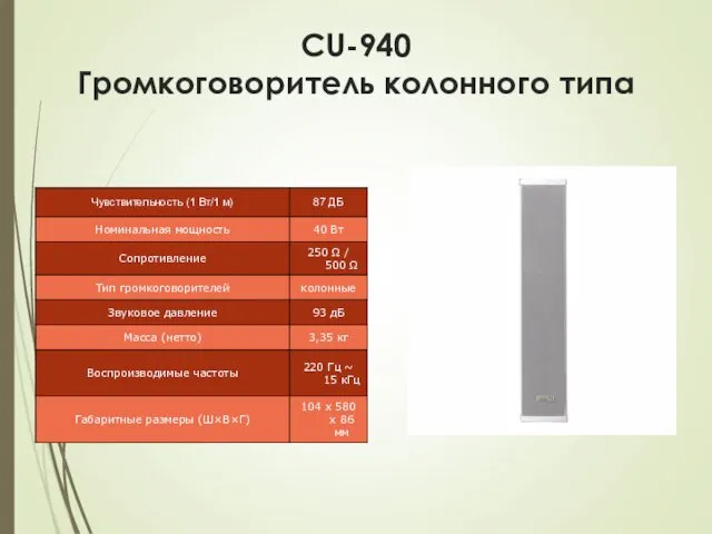 CU-940 Громкоговоритель колонного типа