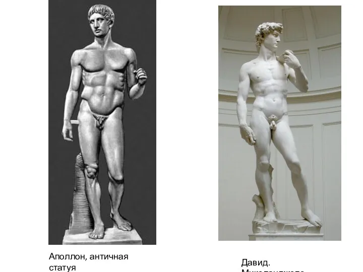 Аполлон, античная статуя Давид. Микеланджело