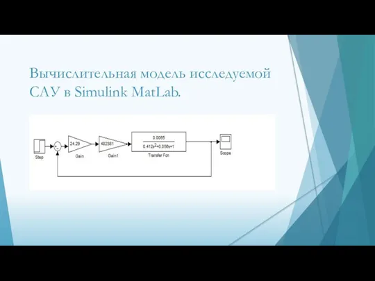 Вычислительная модель исследуемой САУ в Simulink MatLab.