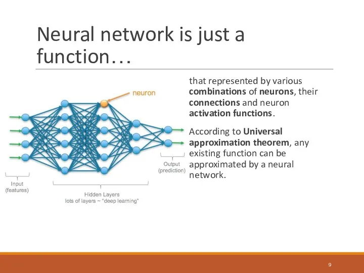 Neural network is just a function… that represented by various