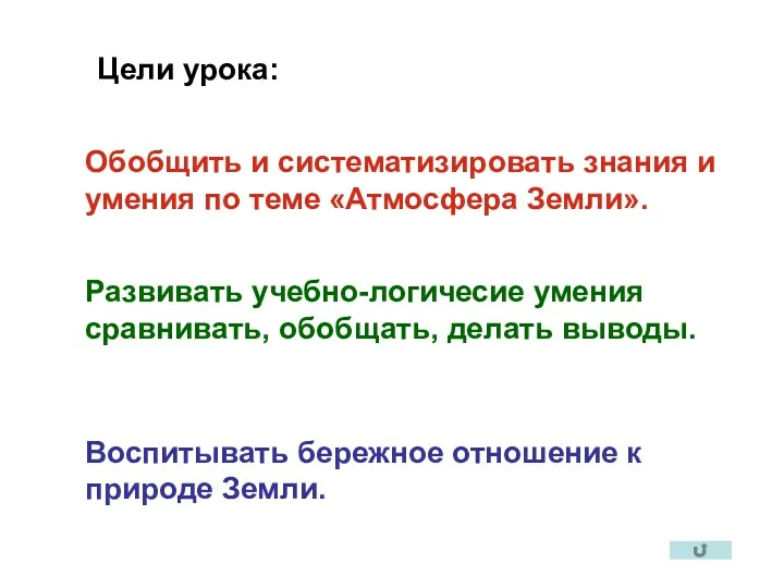 Цели урока: Обобщить и систематизировать знания и умения по теме