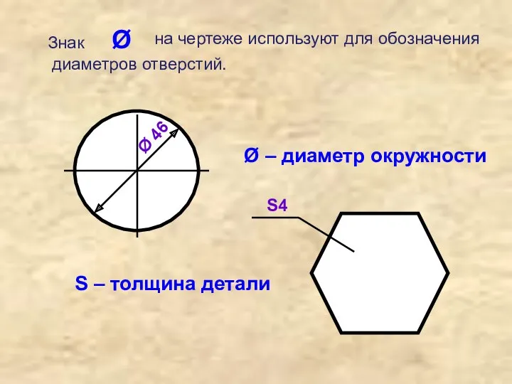 Ø 46 Ø – диаметр окружности S4 S – толщина