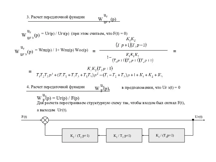 3. Расчет передаточной функции = Uг(р) / Uгз(р) (при этом