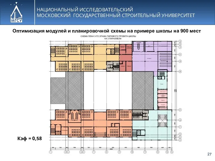 НАЦИОНАЛЬНЫЙ ИССЛЕДОВАТЕЛЬСКИЙ МОСКОВСКИЙ ГОСУДАРСТВЕННЫЙ СТРОИТЕЛЬНЫЙ УНИВЕРСИТЕТ Оптимизация модулей и планировочной