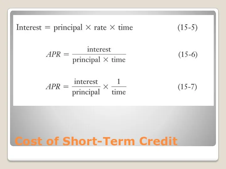 Cost of Short-Term Credit