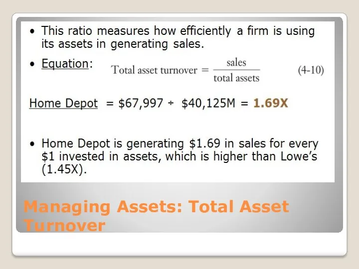 Managing Assets: Total Asset Turnover