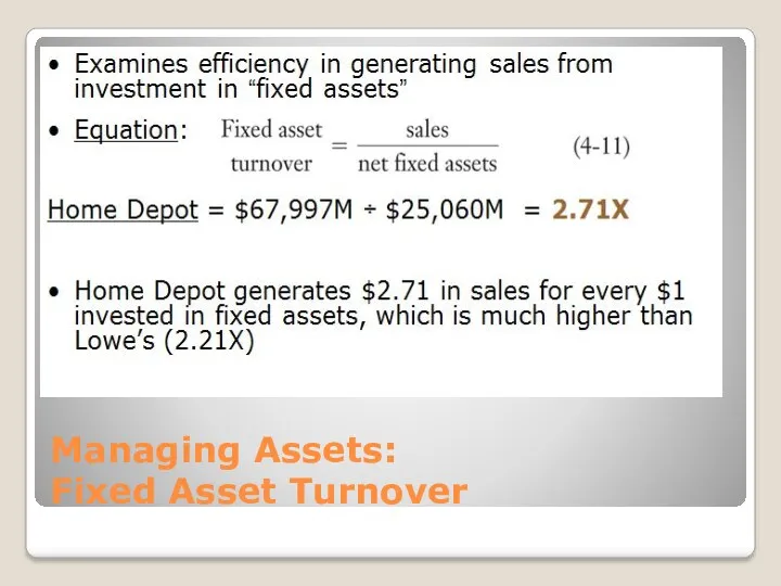 Managing Assets: Fixed Asset Turnover