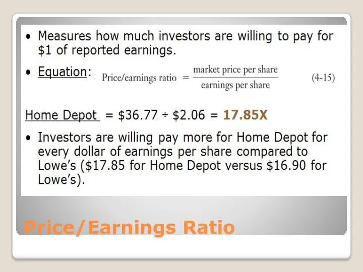 Price/Earnings Ratio