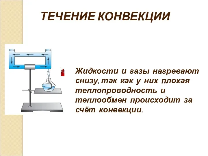 Жидкости и газы нагревают снизу, так как у них плохая