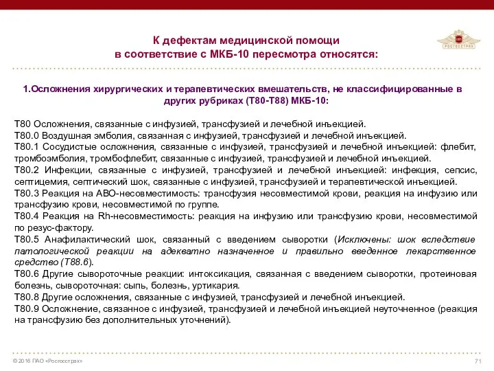 К дефектам медицинской помощи в соответствие с МКБ-10 пересмотра относятся: