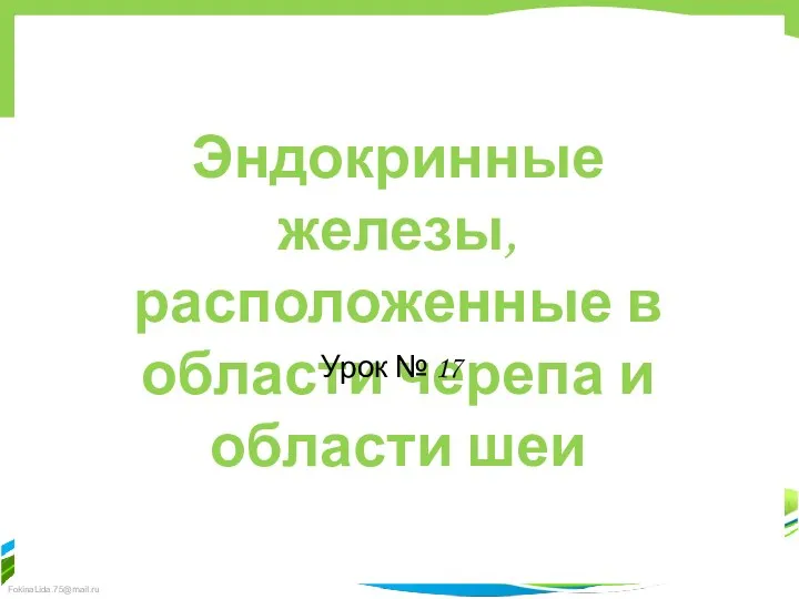 Эндокринные железы, расположенные в области черепа и области шеи Урок № 17