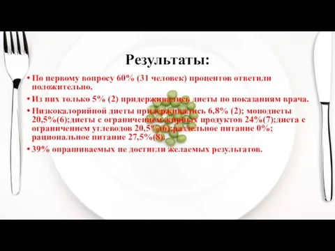 Результаты: По первому вопросу 60% (31 человек) процентов ответили положительно.