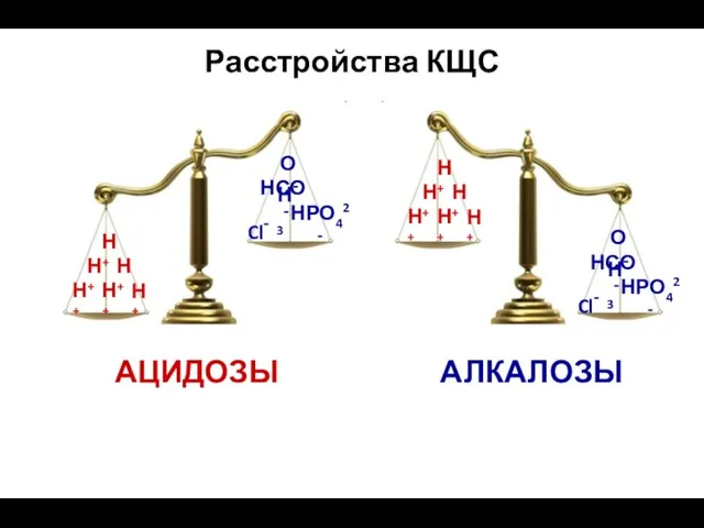 Расстройства КЩС Н+ Н+ Н+ Н+ Н+ Н+ ОН- НСО3-