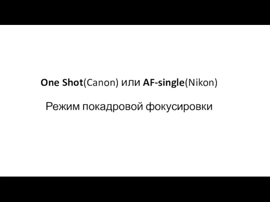 One Shot(Canon) или AF-single(Nikon) Режим покадровой фокусировки