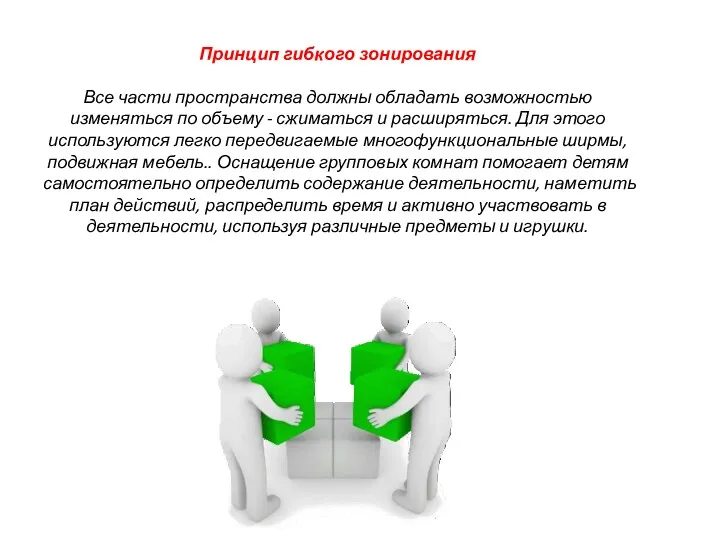 Принцип гибкого зонирования Все части пространства должны обладать возможностью изменяться