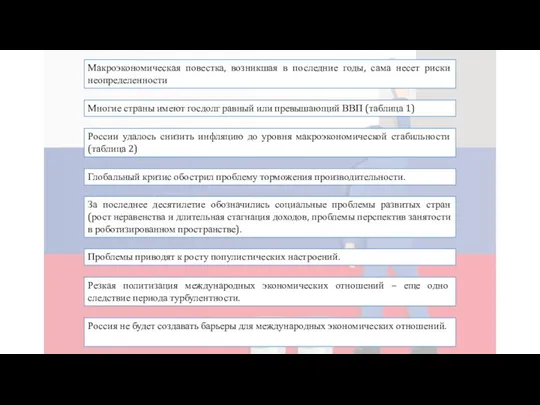 Макроэкономическая повестка, возникшая в последние годы, сама несет риски неопределенности