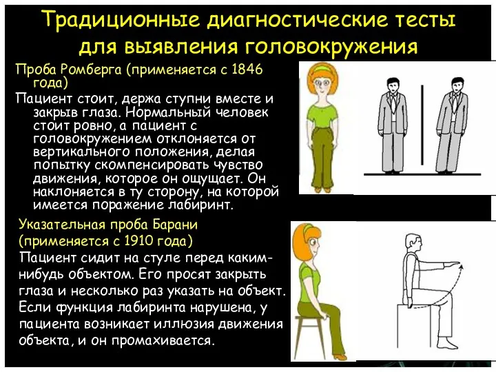 Проба Ромберга (применяется с 1846 года) Пациент стоит, держа ступни вместе и закрыв