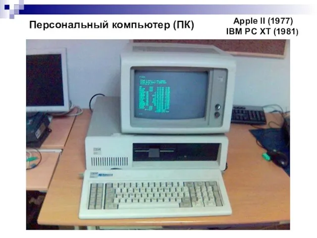 Персональный компьютер (ПК) Apple II (1977) IBM PC XT (1981)