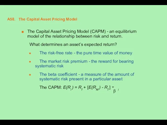 A58. The Capital Asset Pricing Model The Capital Asset Pricing