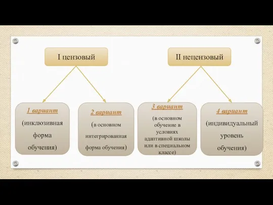 I цензовый II нецензовый 1 вариант (инклюзивная форма обучения) 2