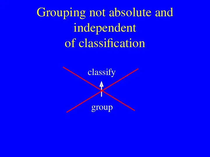Grouping not absolute and independent of classification group classify