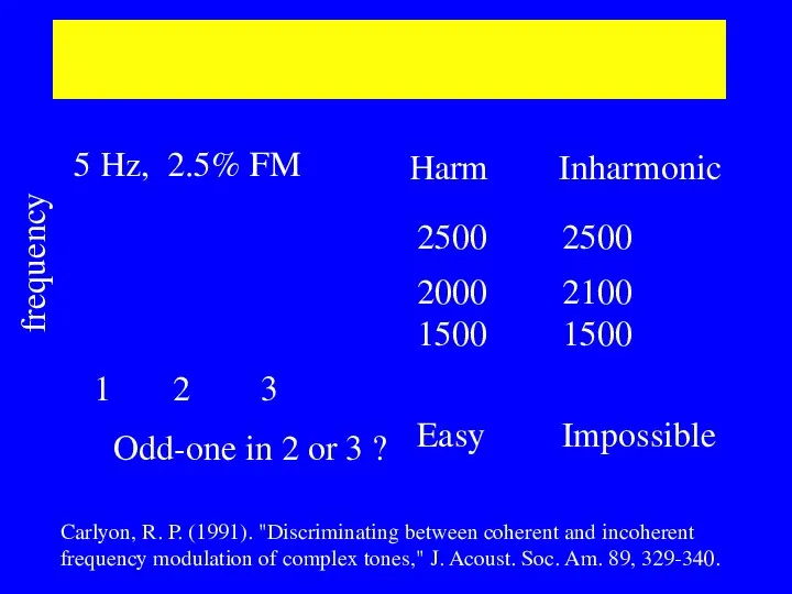 Carlyon: across-frequency FM coherence Odd-one in 2 or 3 ?