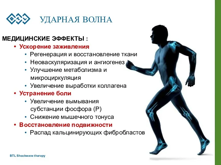 BTL Shockwave therapy УДАРНАЯ ВОЛНА МЕДИЦИНСКИЕ ЭФФЕКТЫ : Ускорение заживления