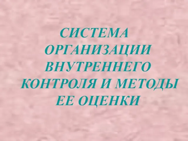 СИСТЕМА ОРГАНИЗАЦИИ ВНУТРЕННЕГО КОНТРОЛЯ И МЕТОДЫ ЕЕ ОЦЕНКИ