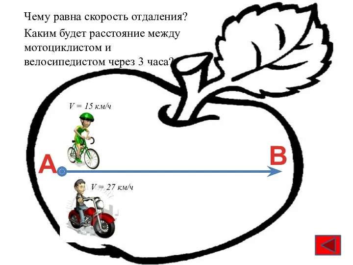 V = 15 км/ч V = 27 км/ч А В