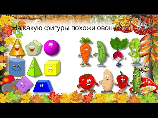 На какую фигуры похожи овощи?