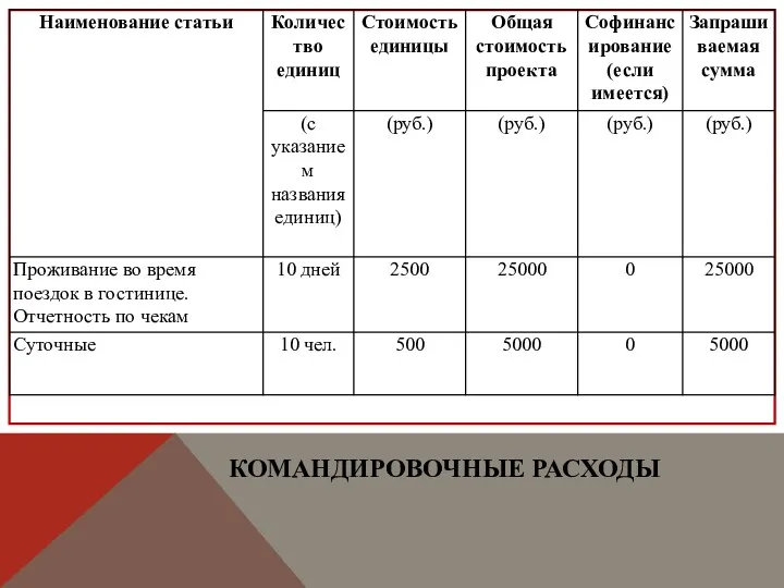 КОМАНДИРОВОЧНЫЕ РАСХОДЫ