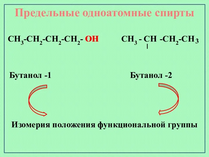 Предельные одноатомные cпирты СН3-СН2-СН2-СН2- ОН СН3 - СН -СН2-СН 3