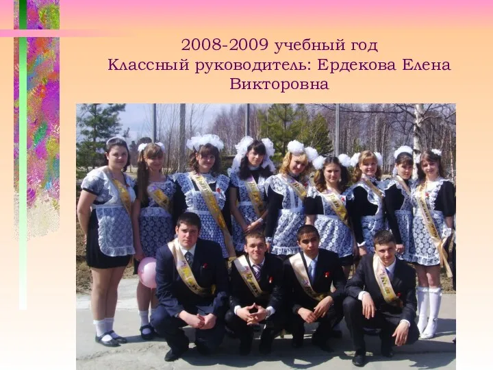 2008-2009 учебный год Классный руководитель: Ердекова Елена Викторовна