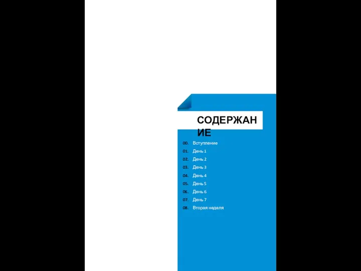 СОДЕРЖАНИЕ 00. Вступление 01. День 1 02. День 2 03.