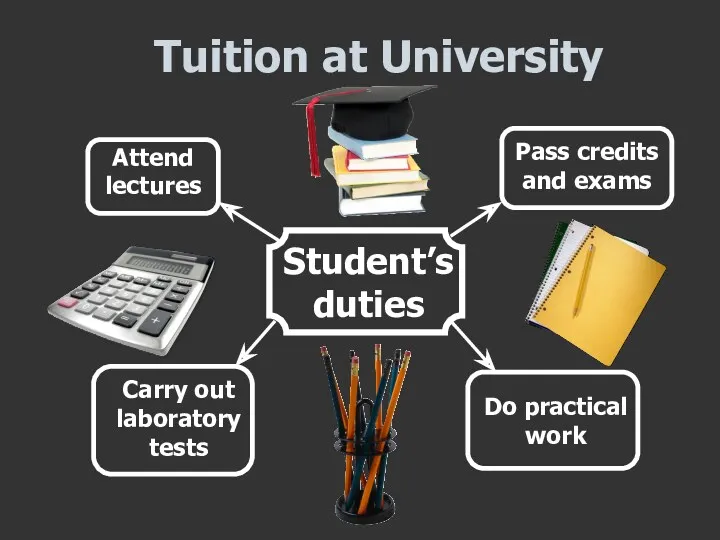 Tuition at University Student’s duties Attend lectures Carry out laboratory