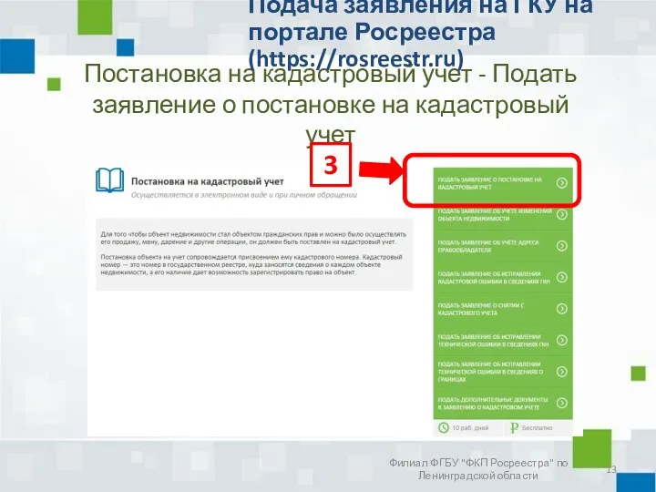 Постановка на кадастровый учет - Подать заявление о постановке на