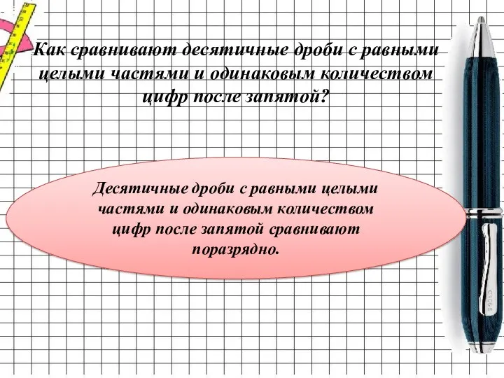 Как сравнивают десятичные дроби с равными целыми частями и одинаковым