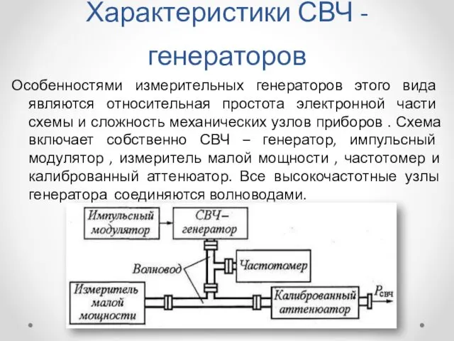 Характеристики СВЧ -генераторов Особенностями измерительных генераторов этого вида являются относительная