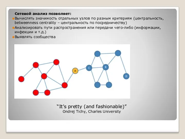 “It’s pretty (and fashionable)” Ondrej Tichy, Charles University Сетевой анализ