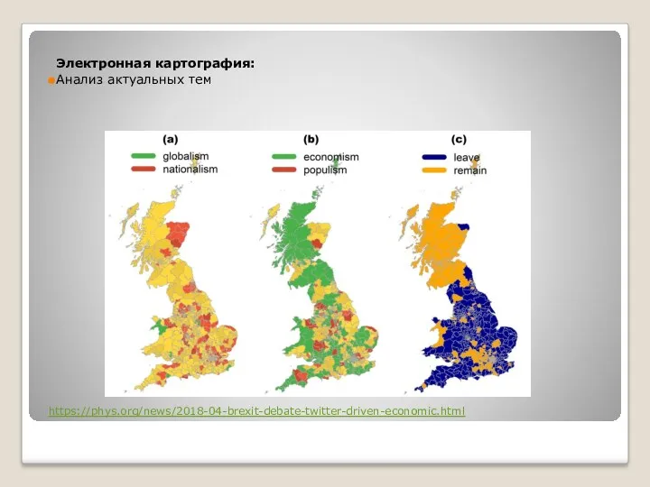 Электронная картография: Анализ актуальных тем https://phys.org/news/2018-04-brexit-debate-twitter-driven-economic.html