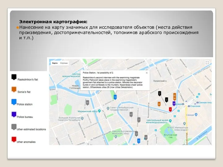 Электронная картография: Нанесение на карту значимых для исследователя объектов (места