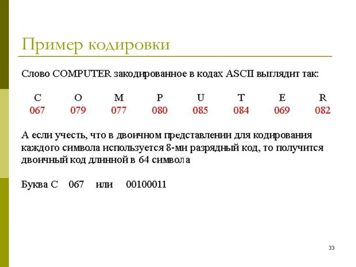 Пример кодировки